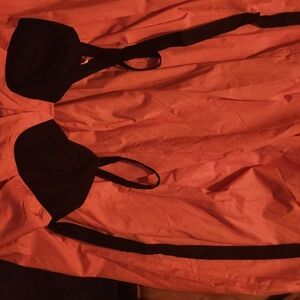 Pink and black bra strap dress